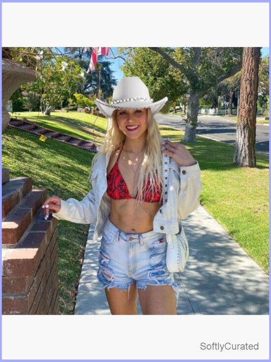 Rhinestone Cowboy Hat Wide Brim Bling Western Cowgirl Hat Fringe main image 4